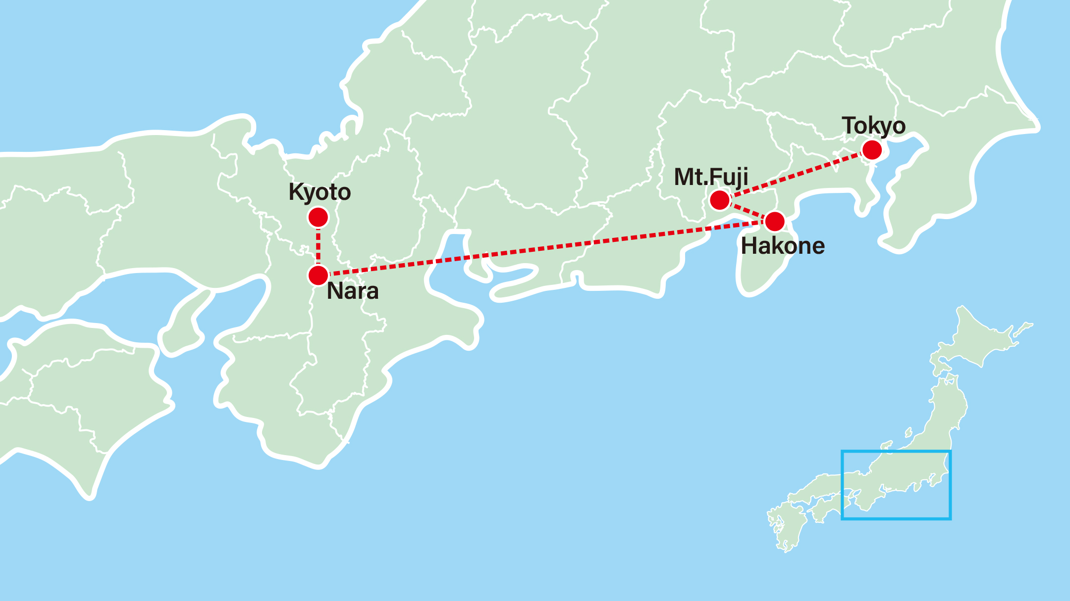 Golden Route of Japan Tour Map