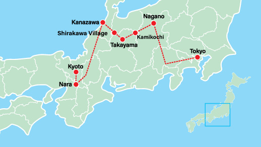 Japan Private Tour Takayama 10 Days Map