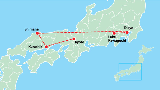 Japan Quilt Tour 10 Days Map