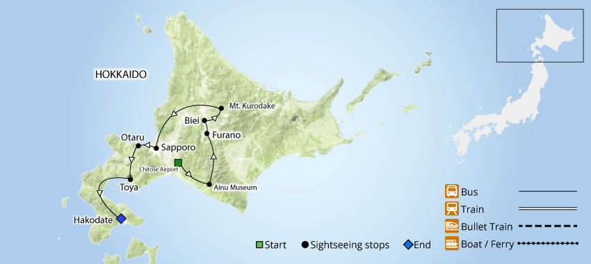 Hokkaido & Northan Japan Tour Map