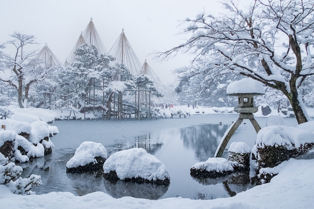 Snowy winter scenery in Japan