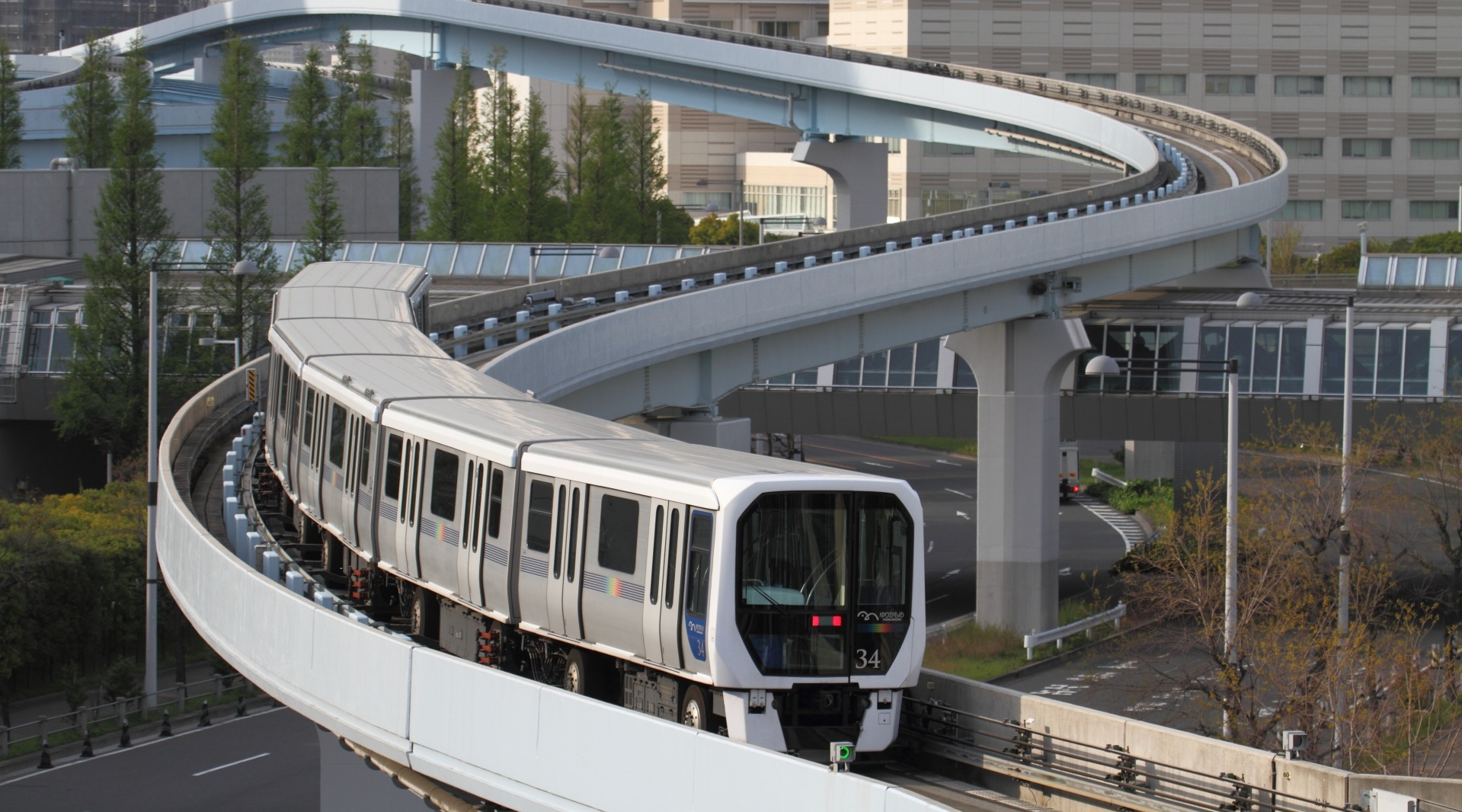 Yurikamome Line crossing Rainbow Bridge in Tokyo