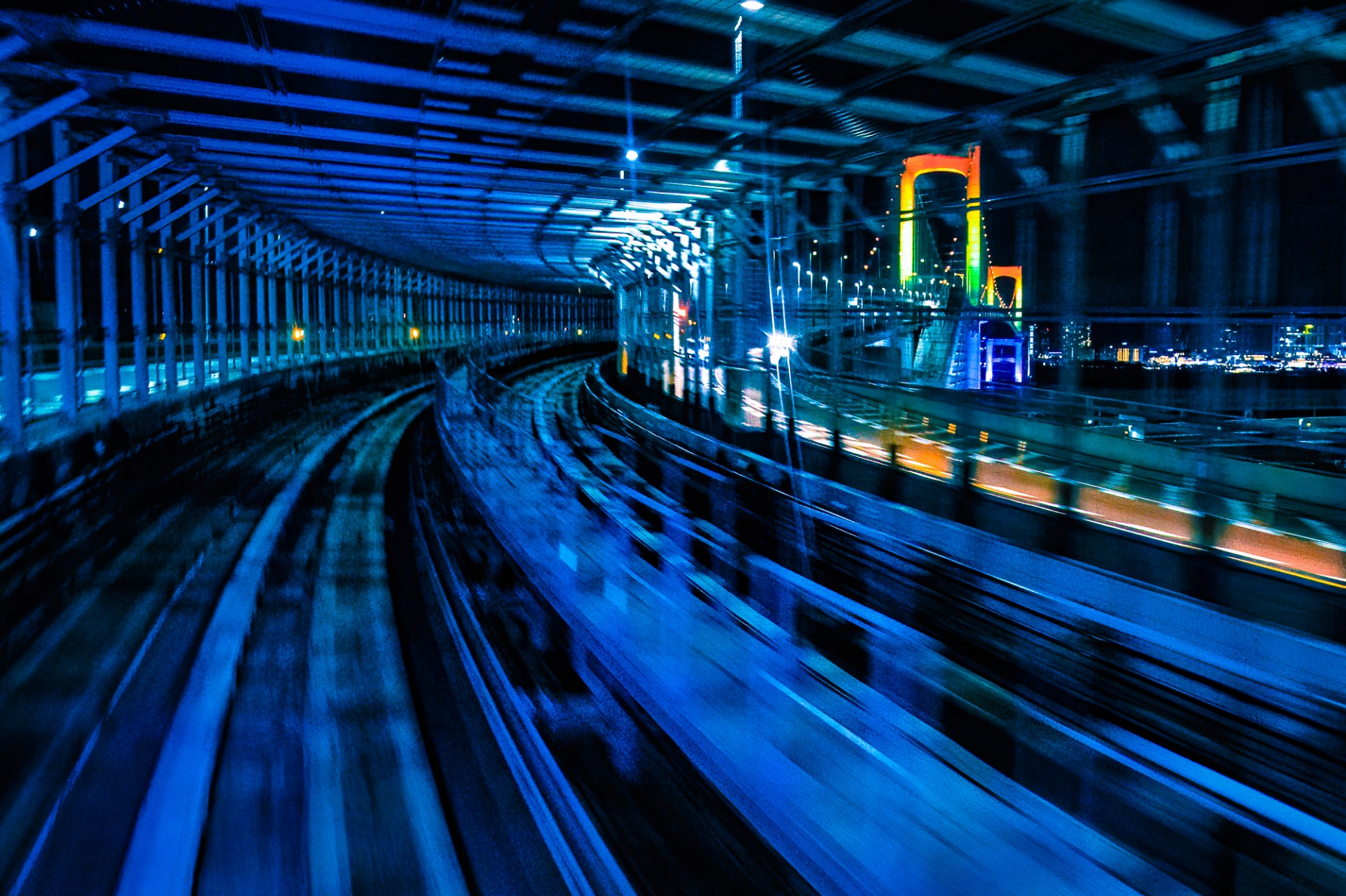 Rainbow Bridge night view from the Yurikamome Line